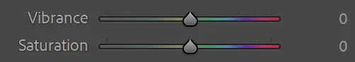 Lightroom vibrance and saturation sliders.